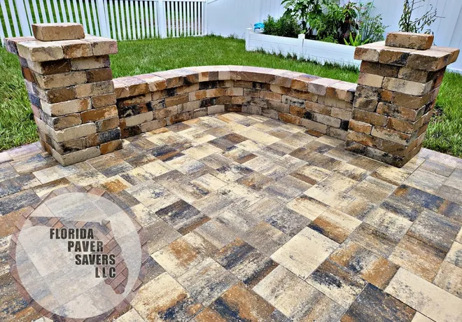 Paver patio & seating wall by Florida Paver Savers