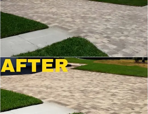 Before and after paver project photo by Florida Paver Savers