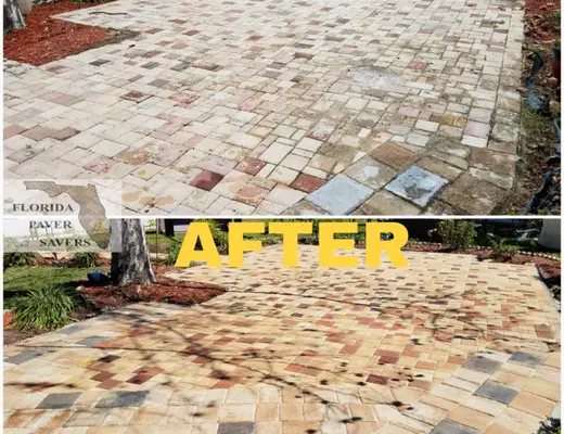 Before and after paver project photo by Florida Paver Savers