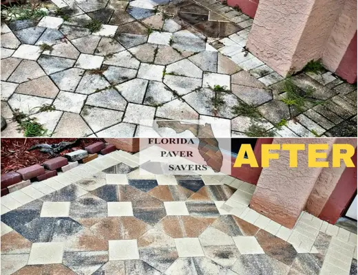 Before and after paver project photo by Florida Paver Savers