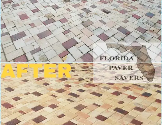Before and after paver project photo by Florida Paver Savers