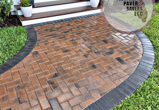Brick paver entry walkway by Florida Paver Savers