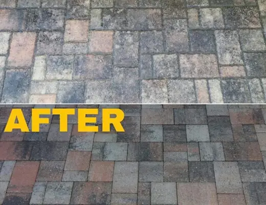 Before and after paver project photo by Florida Paver Savers