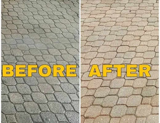 Before and after paver project photo by Florida Paver Savers