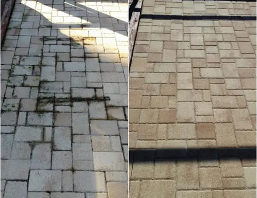 Before and after paver project photo by Florida Paver Savers