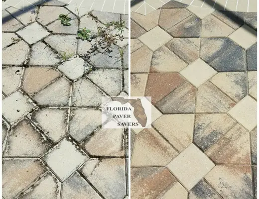 Before and after paver project photo by Florida Paver Savers