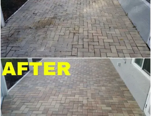 Before and after paver project photo by Florida Paver Savers