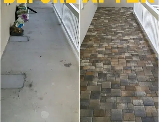 Before and after paver project photo by Florida Paver Savers