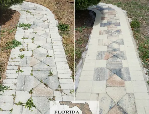 Before and after paver project photo by Florida Paver Savers