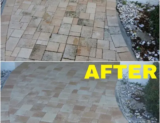 Before and after paver project photo by Florida Paver Savers