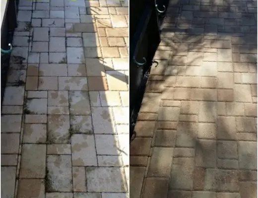 Before and after paver project photo by Florida Paver Savers