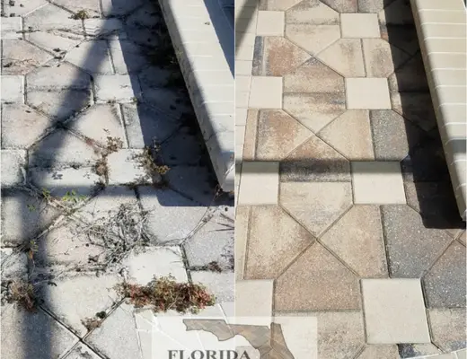 Before and after paver project photo by Florida Paver Savers